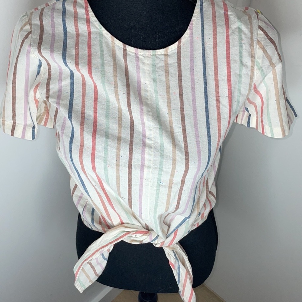 Madewell  Colorful Striped Linen Shirt 
Size XXS